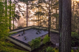Portland Japanese Garden sand and stone area